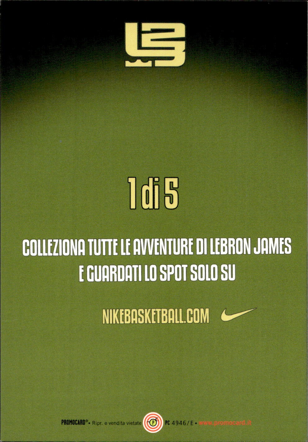cartolina promocard Lebron James 1 di 5
