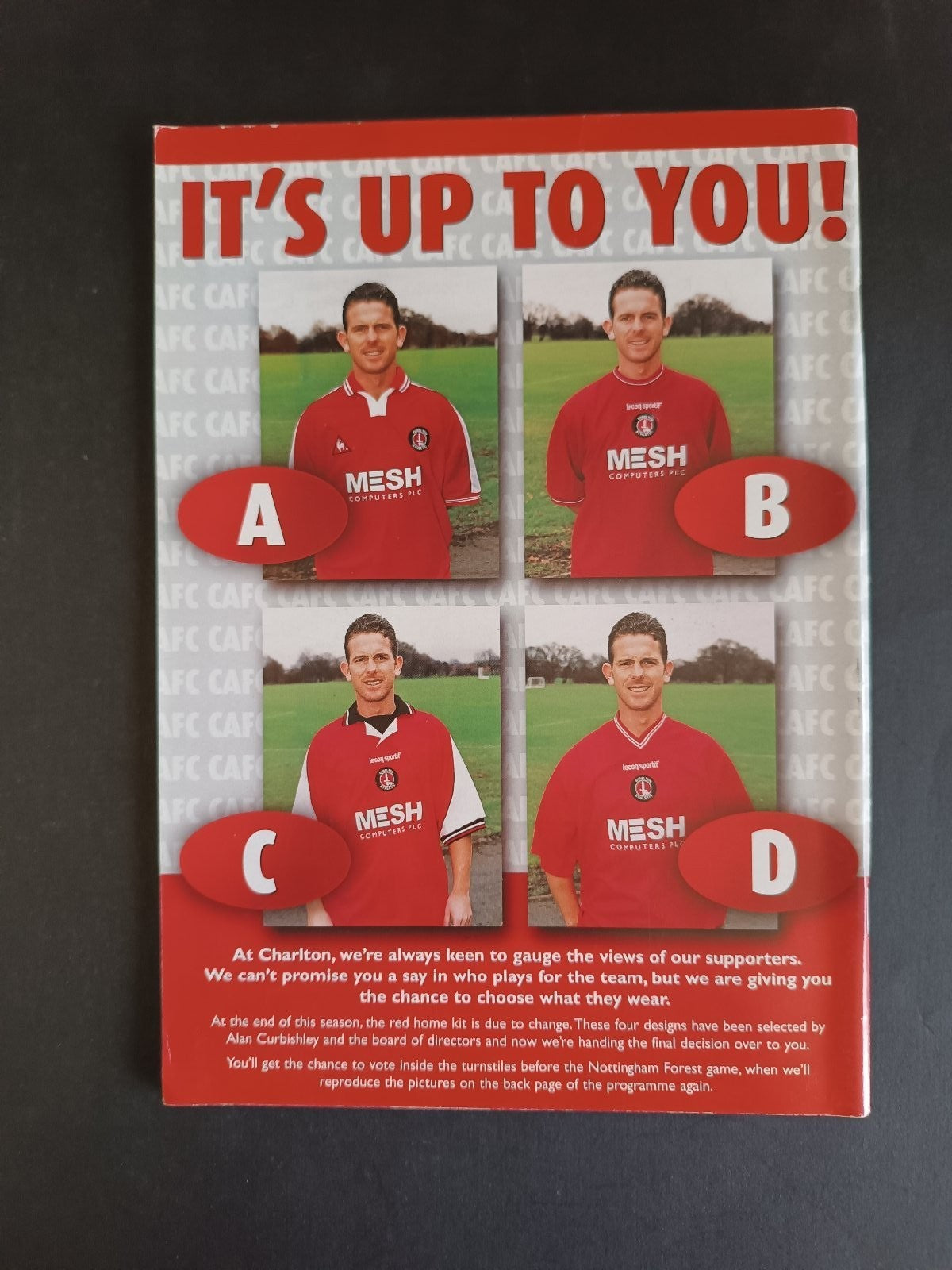 programma calcio Charlton Athletic vs Crystal Palace 1999