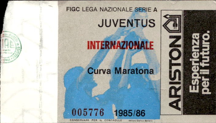 Biglietto stadio Juventus-Internazionale Lega Nazionale Serie A 1985-86