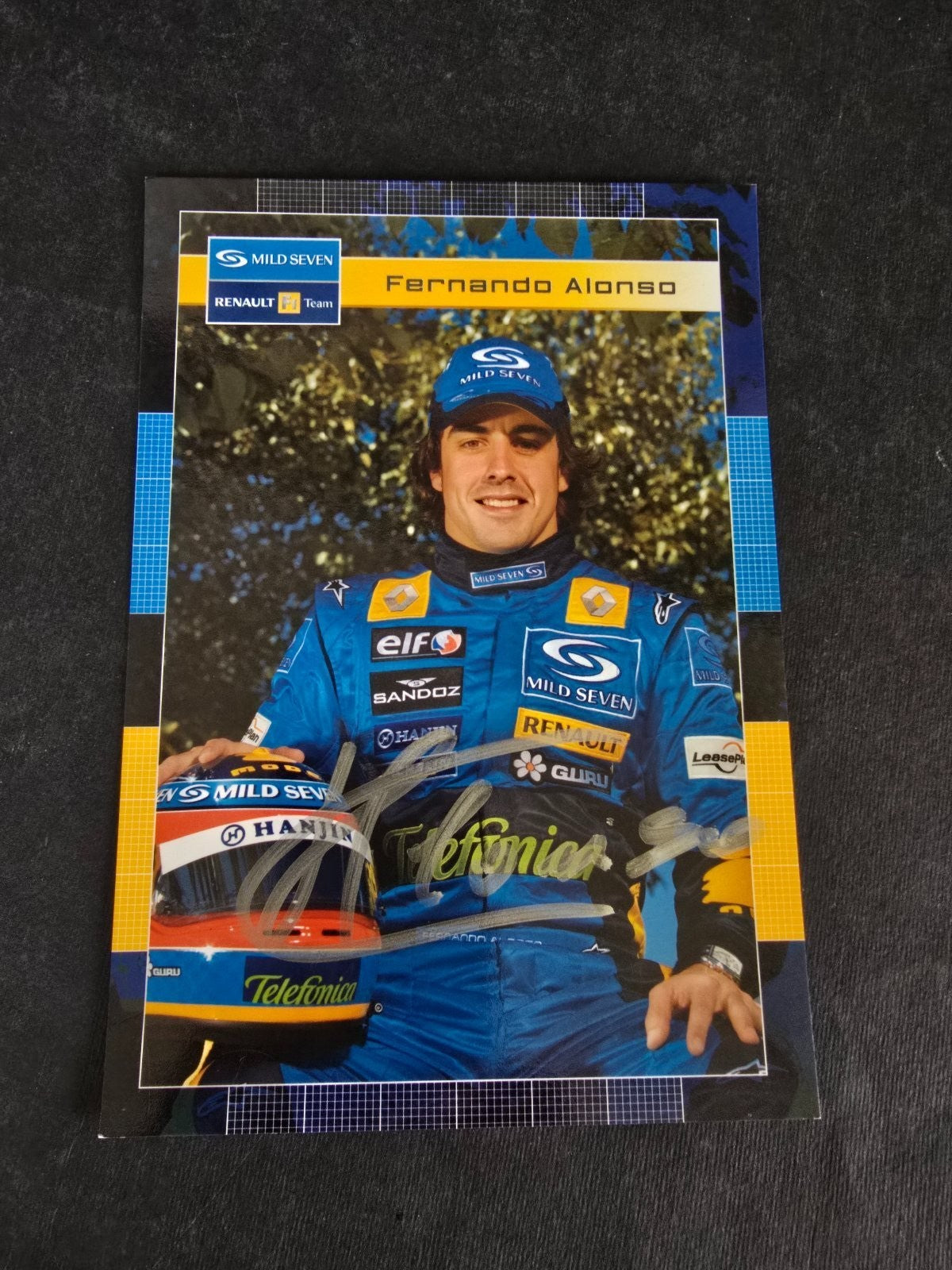 Autografo autograph originale cartolina renault Fernando Alonso automobilismo