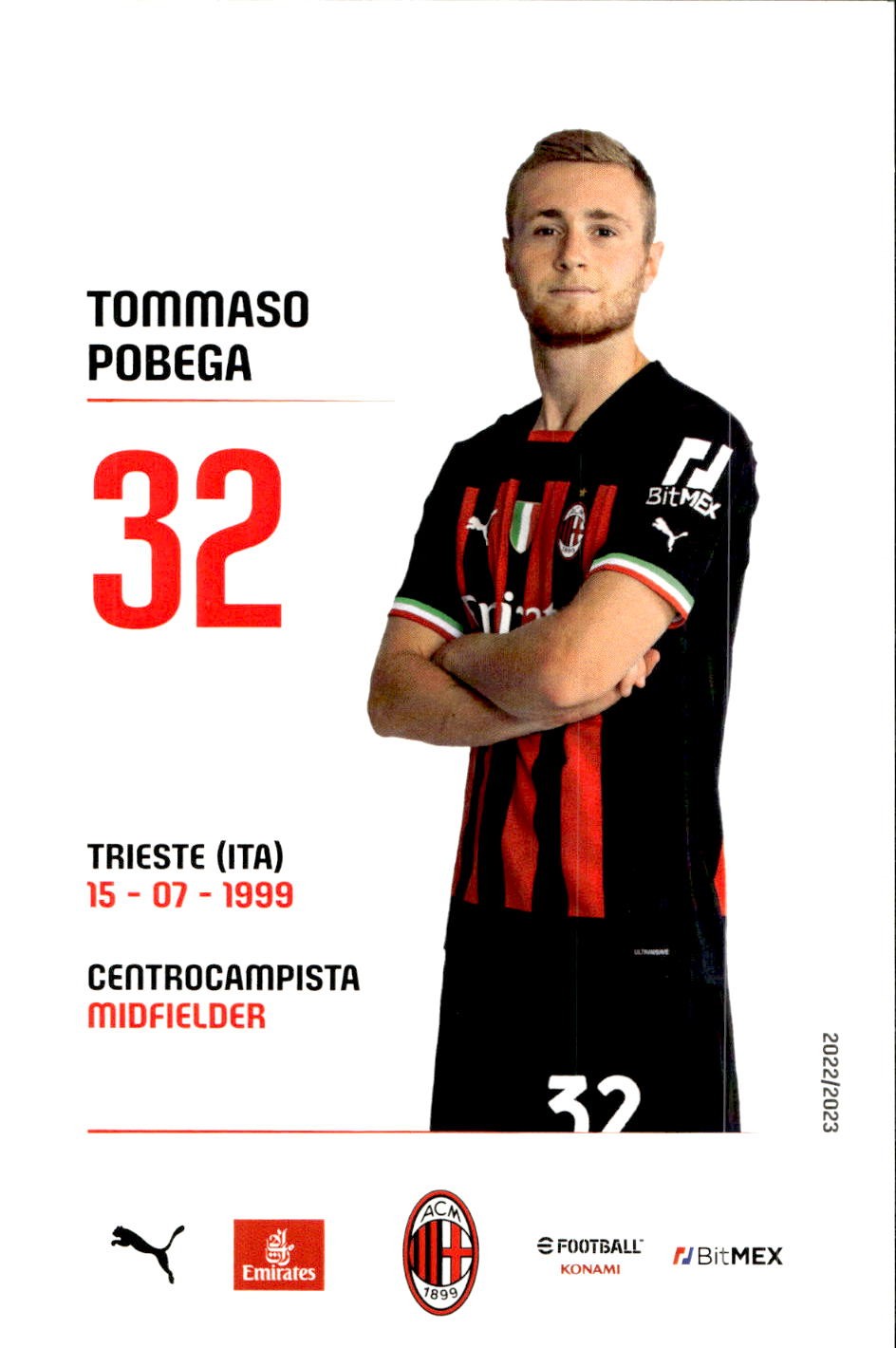 cartolina postcard Calcio Milan 2022/23 - Pobega