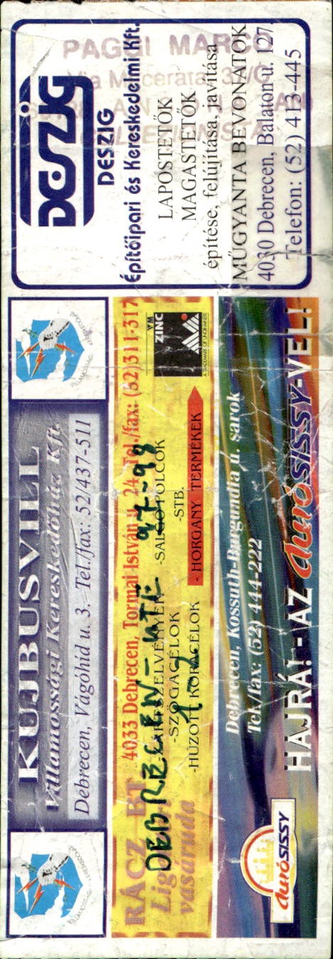 biglietto stadio DVSC EPONA UTE