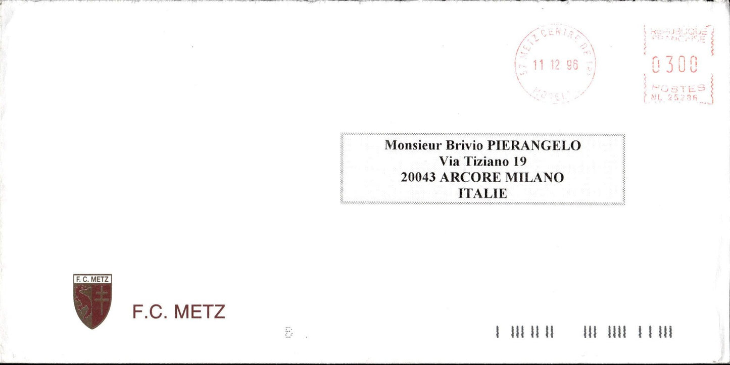 busta primo giorno FC Metz 1996
