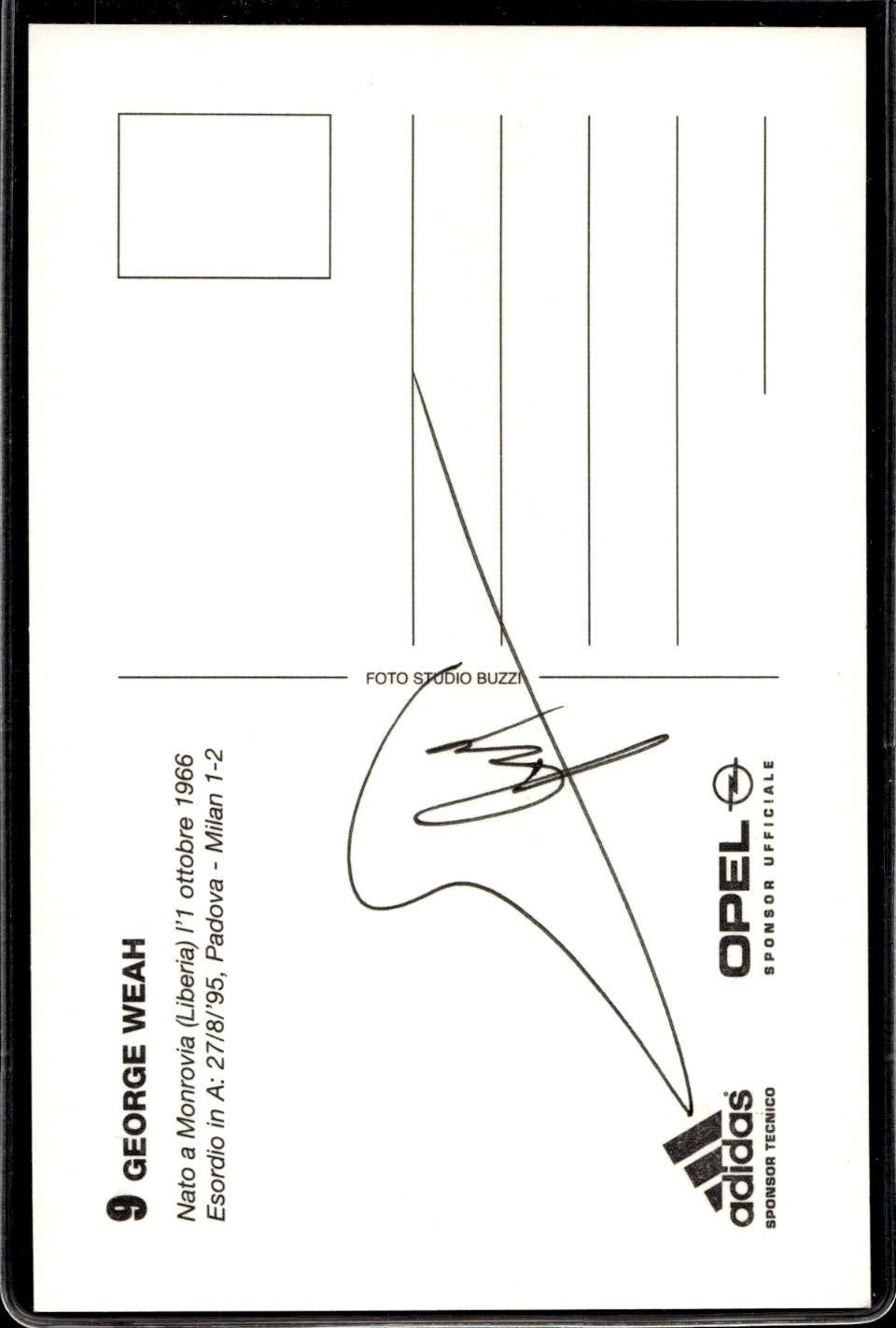 cartolina postcard Calcio Milan sponsor OPEL George Weah