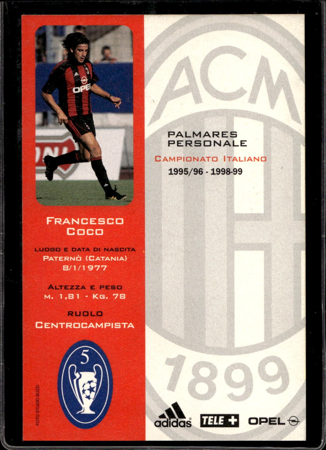 cartolina postcard Calcio Milan con Autografo 2000/2001. - Coco (10