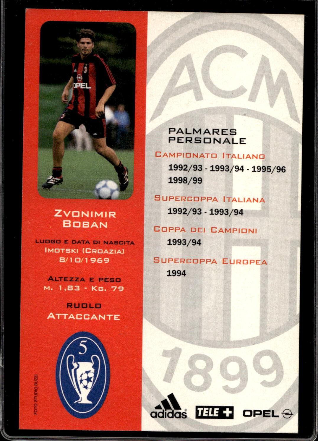cartolina postcard Calcio Milan con Autografo 2000/01. - Boban (2