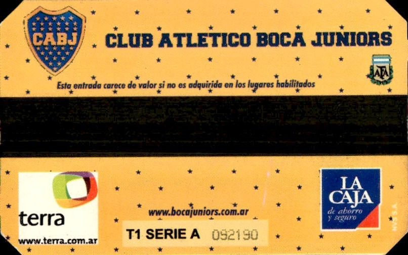 biglietto stadio BOCA JRS VS PALMEIRAS N 372