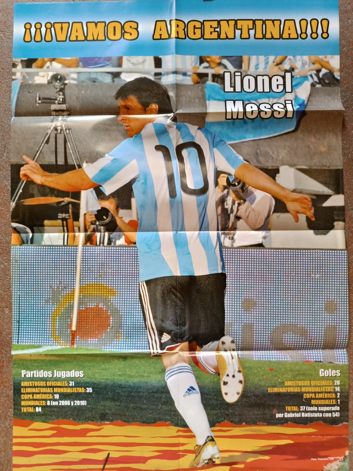 Pieghevole con poster Messi World Cup Brasile 2014 con tabellone .