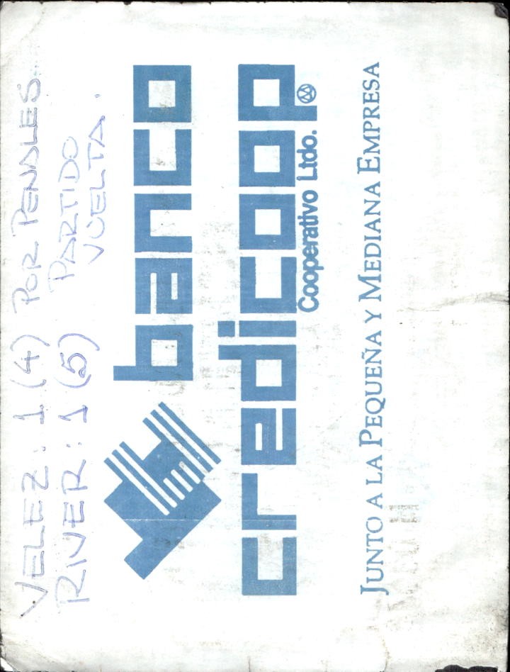 biglietto stadio CLUAB ATLETICO VELEZ SARSFIELD COPA LIBERTADORES