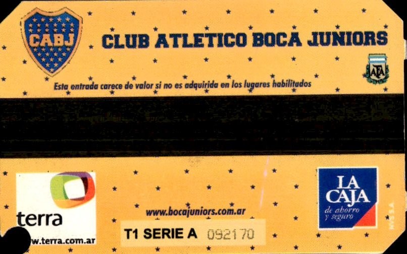 biglietto stadio BOCA JRS VS PALMEIRAS N 352