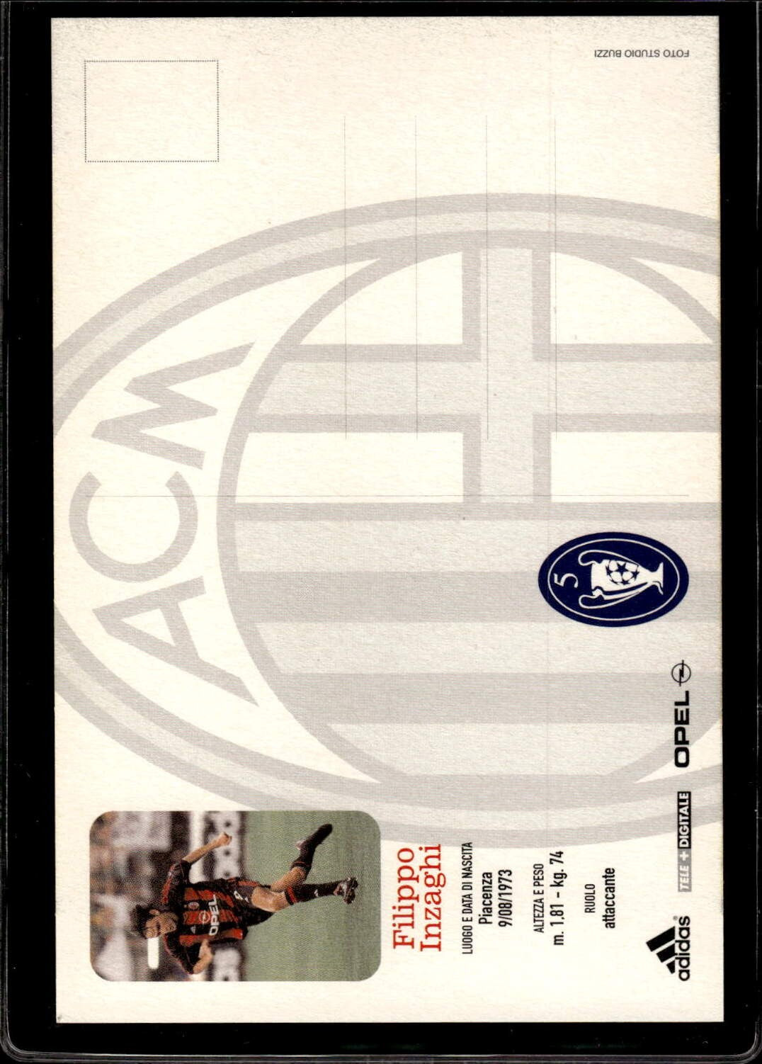 cartolina postcard Calcio Milan con Autografo 2001/02 - Filippo Inzaghi (8