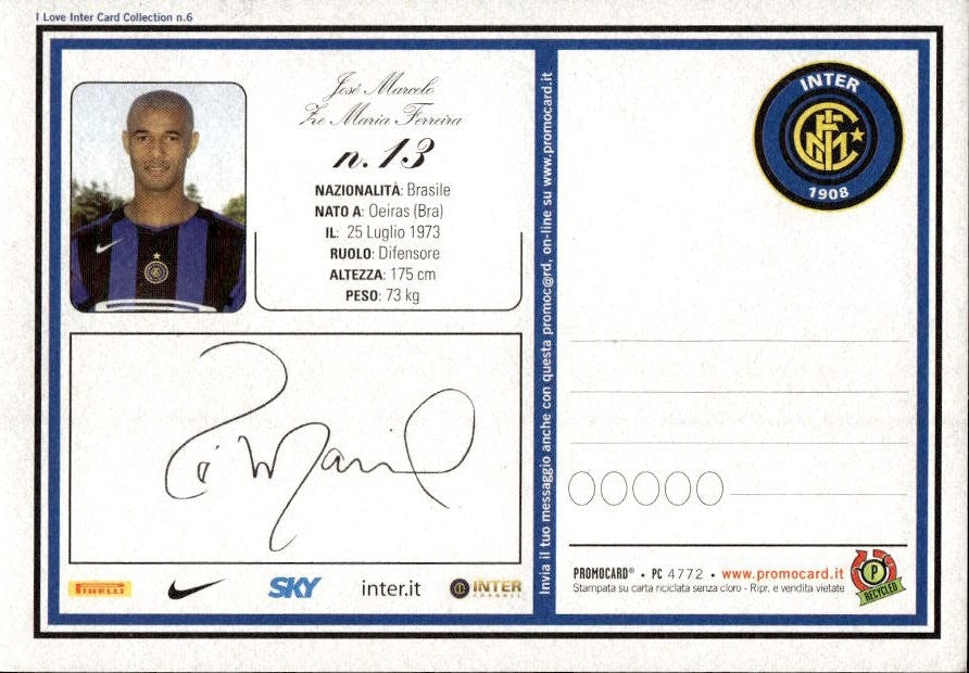 Cartolina calcio calciatore Inter Nicol�s Andr�s Burdisso con autografo stampato