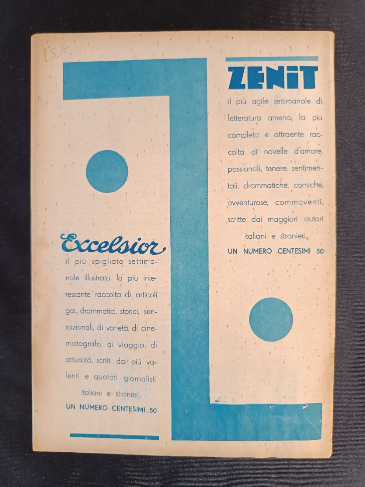 rivista COSMOS suppl Excelsior MEAZZA - n 7 anno 1933 - ed Vitagliano