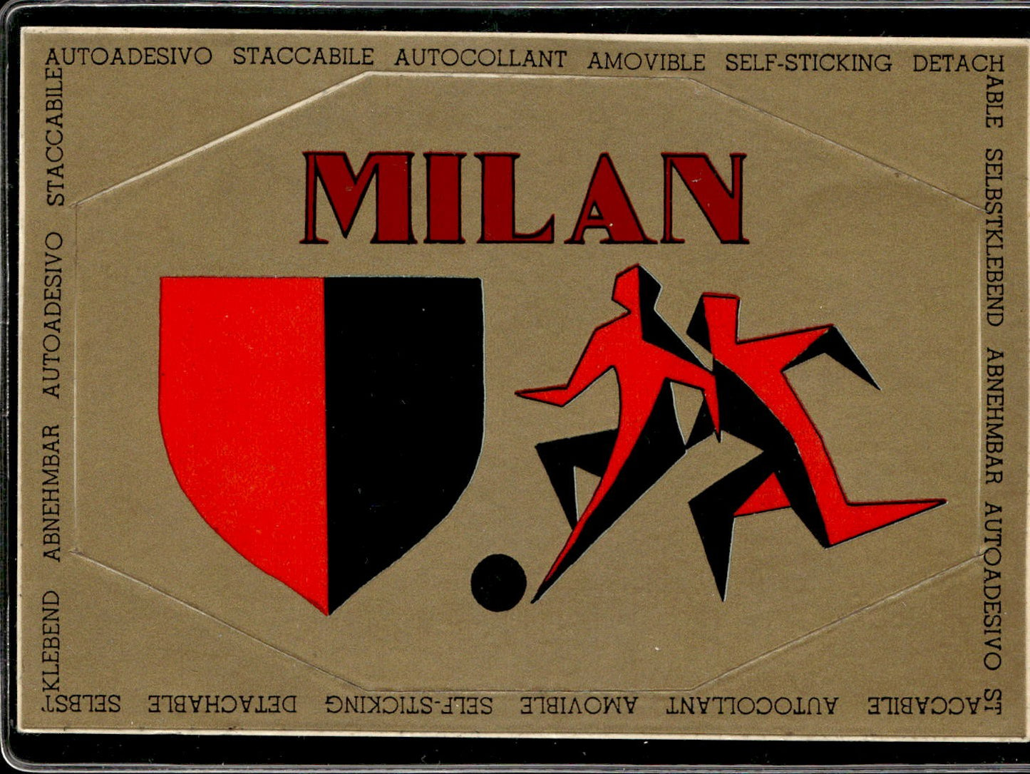 cartolina postcard Calcio Milan Autoadesivo Staccabile Collezione Baffo
