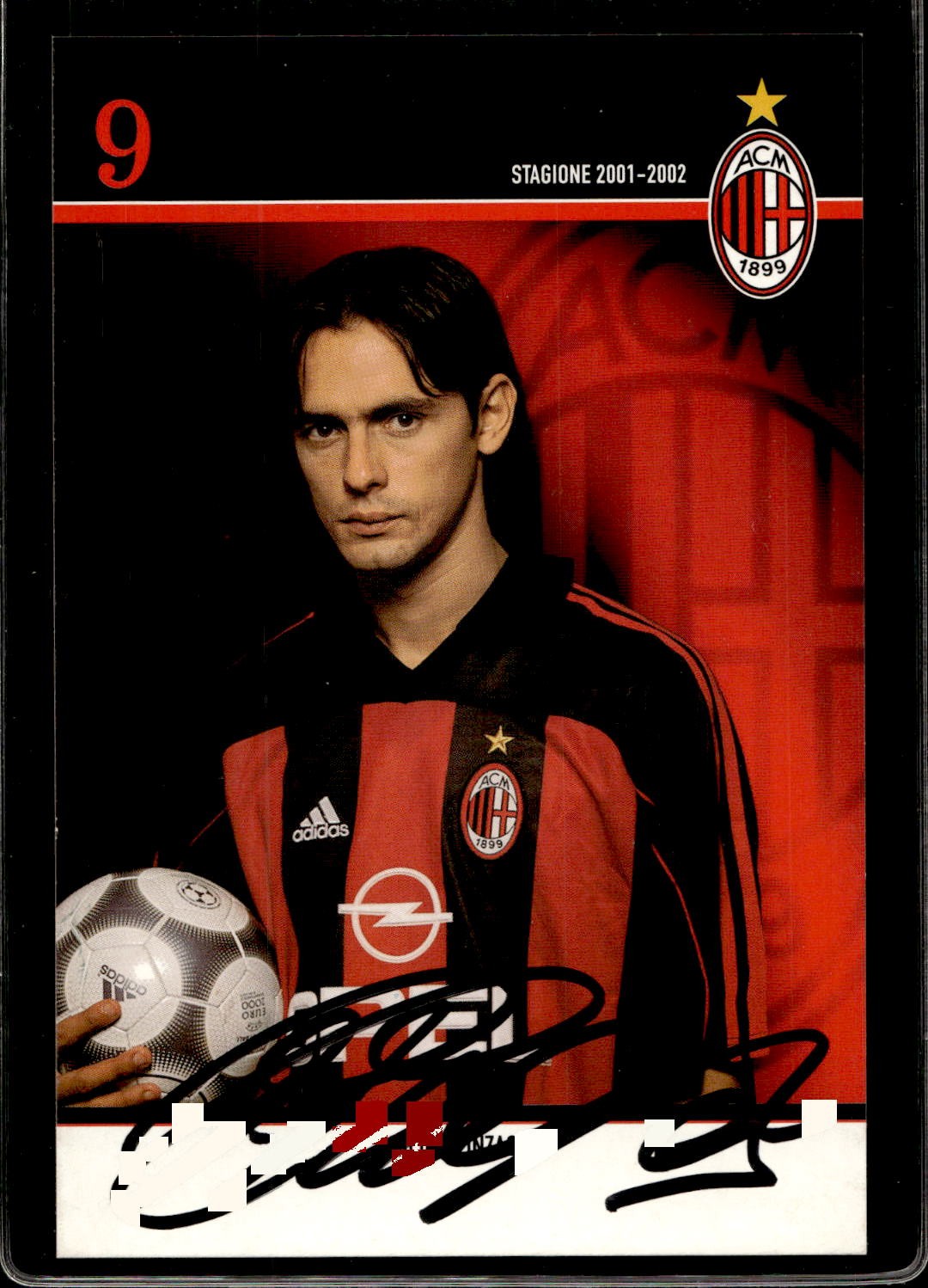 cartolina postcard Calcio Milan con Autografo 2001/02 - Filippo Inzaghi (5