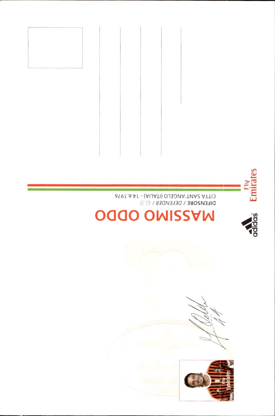 cartolina postcard Calcio Milan 2011-12 - Oddo