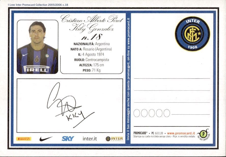 Cartolina calcio calciatore Inter Obafemi Martins con autografo stampato