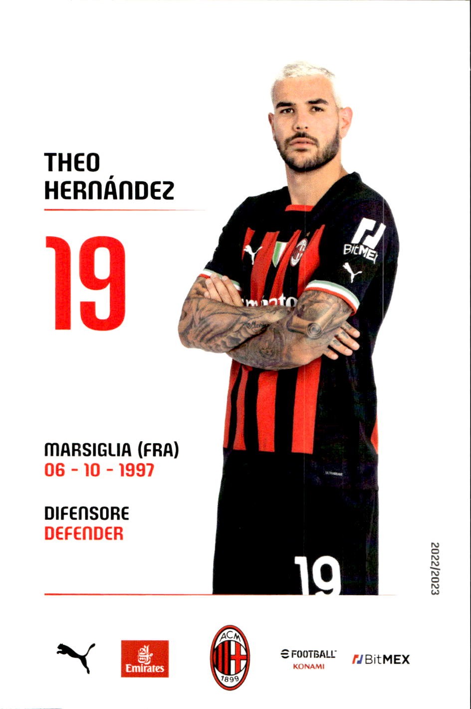 cartolina postcard Calcio Milan 2022/23 - Hernandez