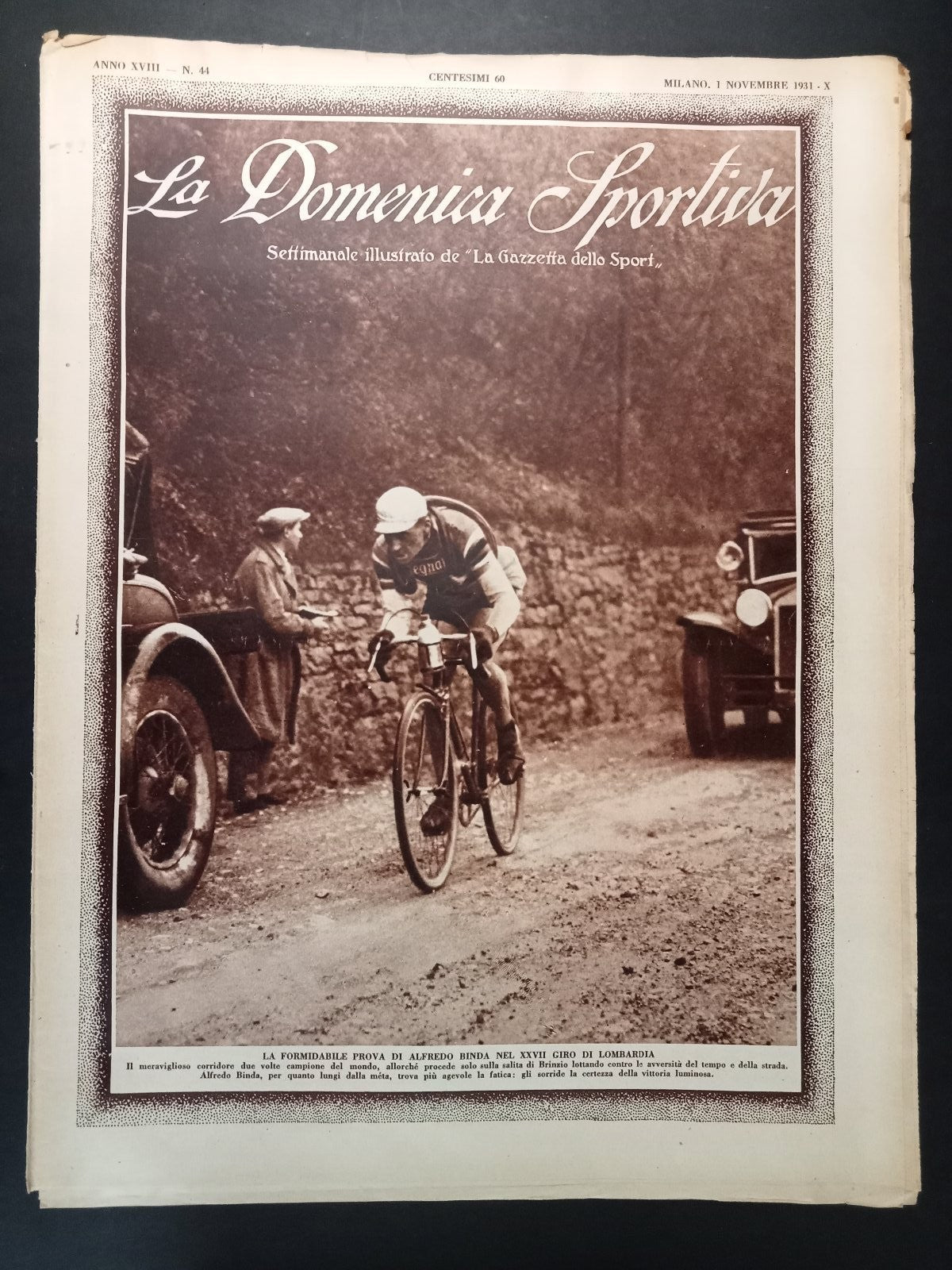 rivista LA DOMENICA SPORTIVA numero 44 - 1931 - Binda Giro Lombardia