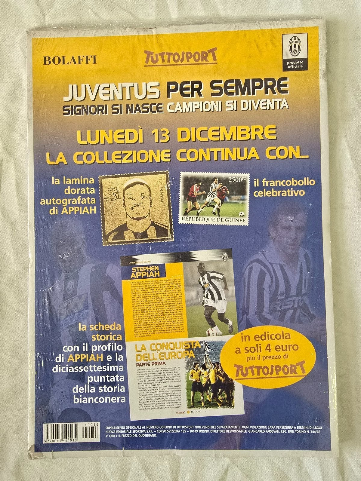 medaglia Juventus per sempre Tuttosport Bolaffi nr 16 Bonnefoi sigillata