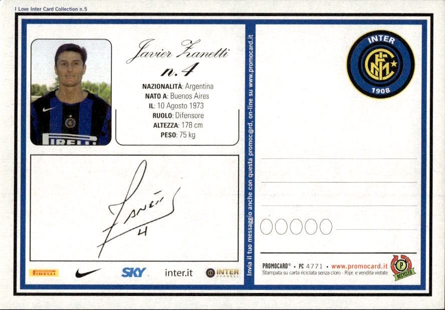 Cartolina calciatore Inter Sini�a Mihajlovi? con autografo stampato