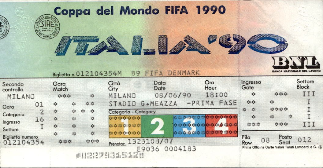 Ticket Coppa del Mondo Italia 90 Argentina Camerun match inaugurale Maradona (2)