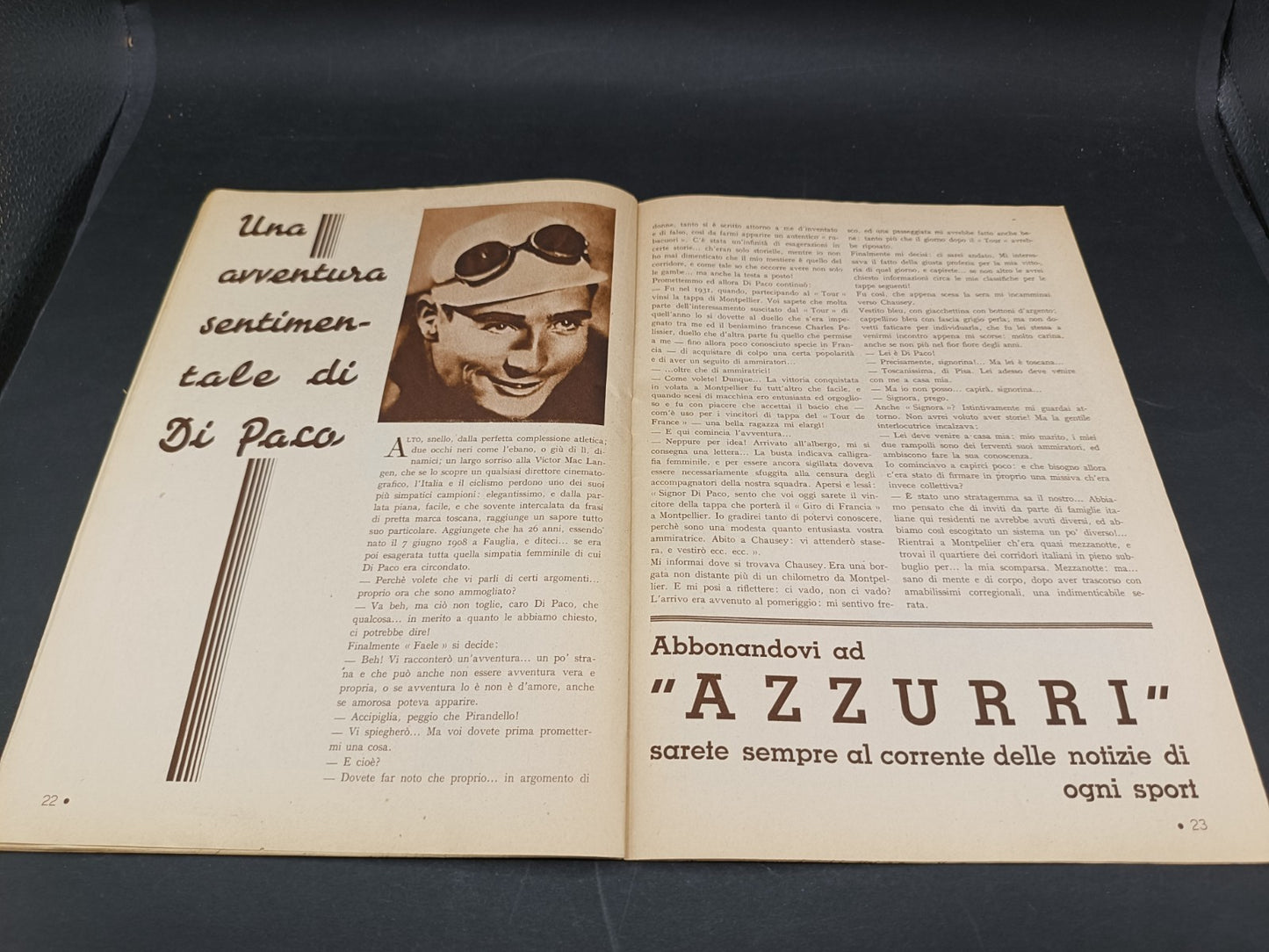 Rivista sportiva Cosmo anno 1934 numero 64 Silvio Piola
