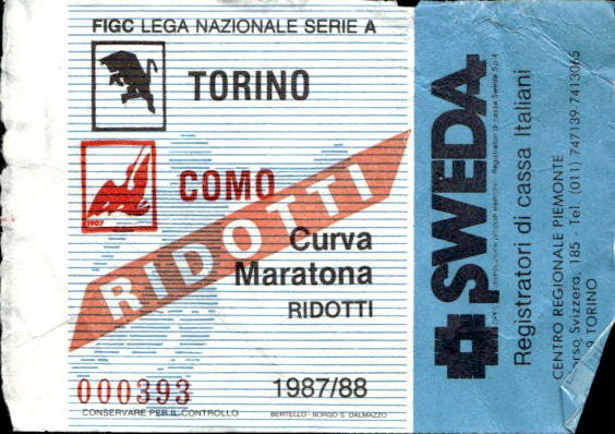 Biglietto stadio Torino-Como Lega Nazionale Serie A 1987-88