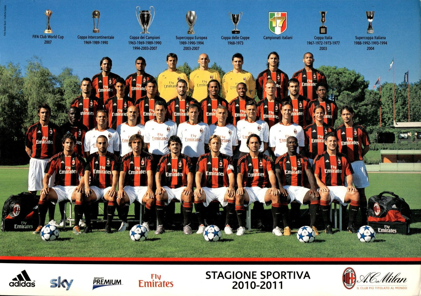 cartolina postcard calcio MILAN 2010-2011
