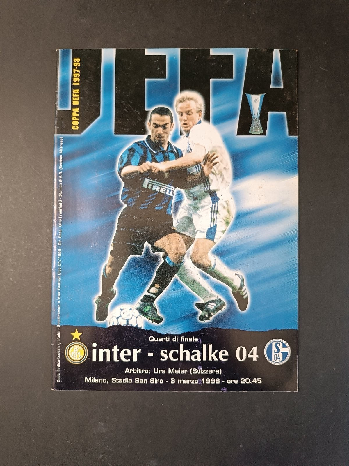 Programma INTER FOOTBALL CLUB 3 marzo 1998 Coppa UEFA Inter/Schalke 04