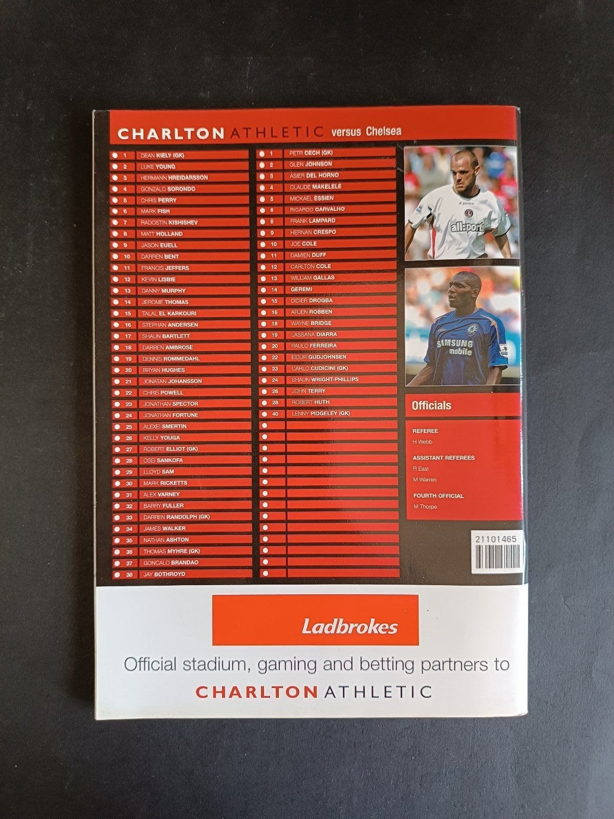 programma calcio Charlton Athletic vs Chelsea 2005