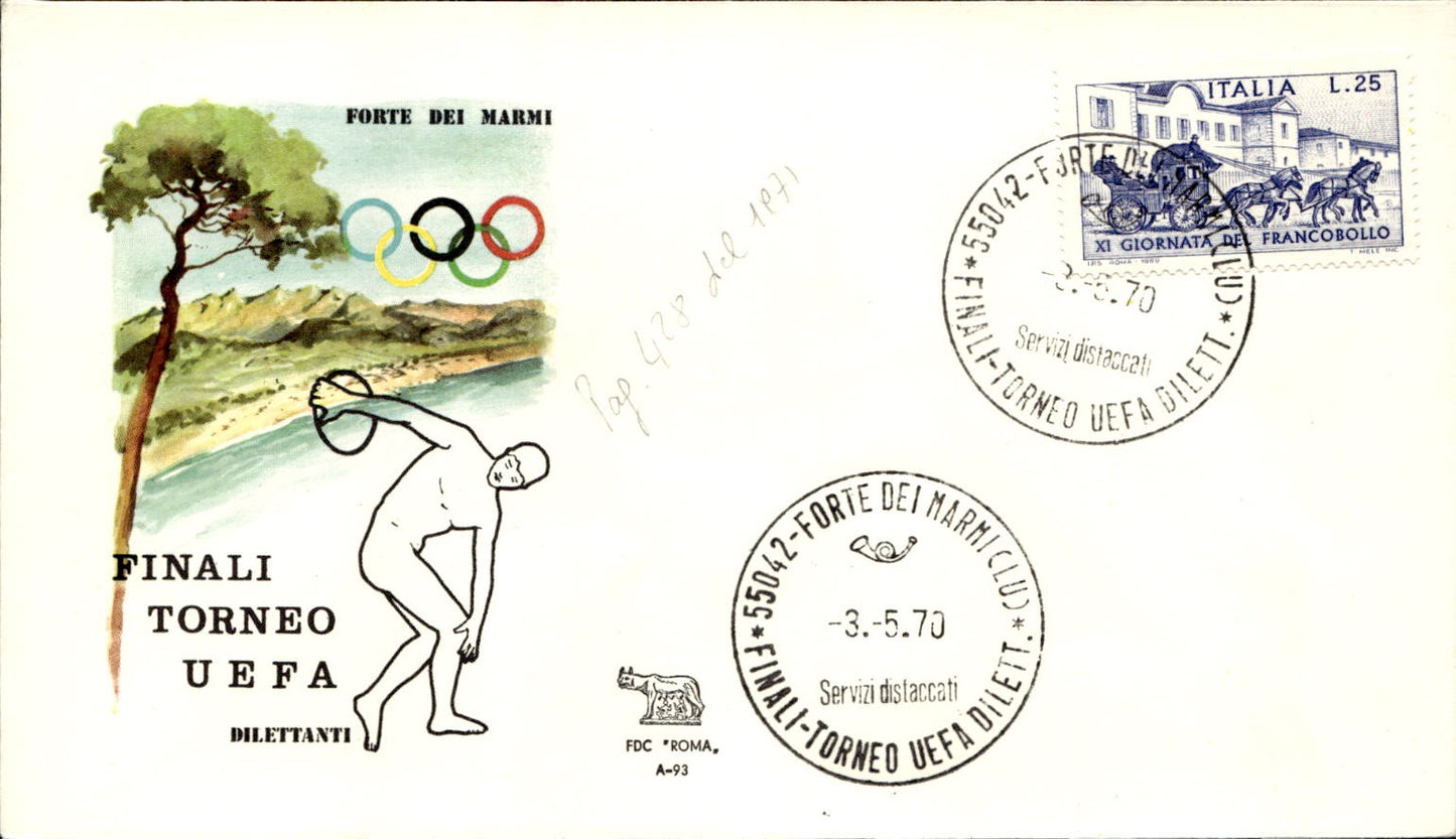 busta primo giorno Finali Uefa Forte dei Marmi 1970