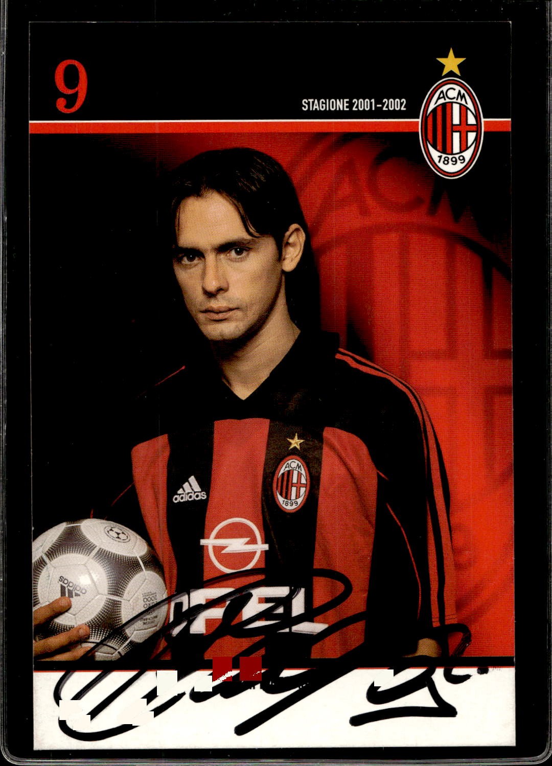 cartolina postcard Calcio Milan con Autografo 2001/02 - Filippo Inzaghi (6