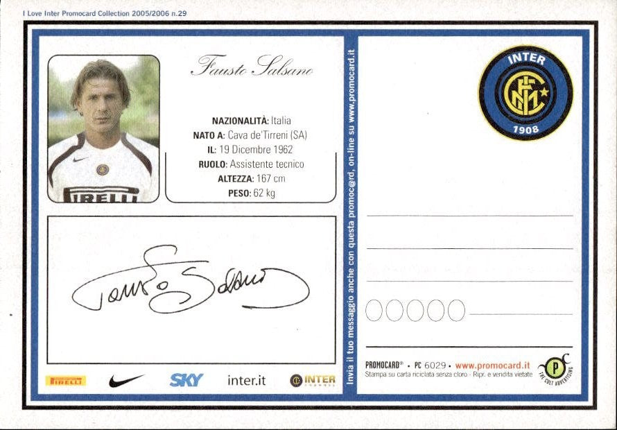 Cartolina calciatore Inter Ivan Carminati con autografo stampato