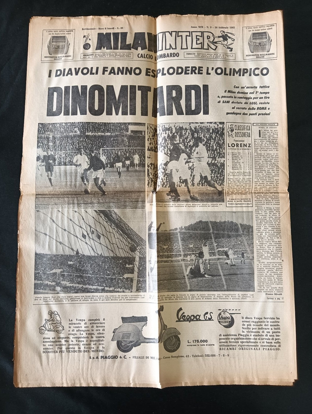 quotidiano MILANINTER numero 9 - 1962 - Bicicli