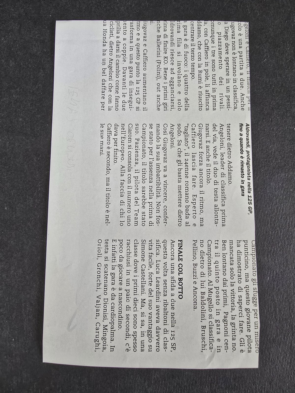 Autografo autograph originale su ritaglio Lorenzo Lanzi motociclismo