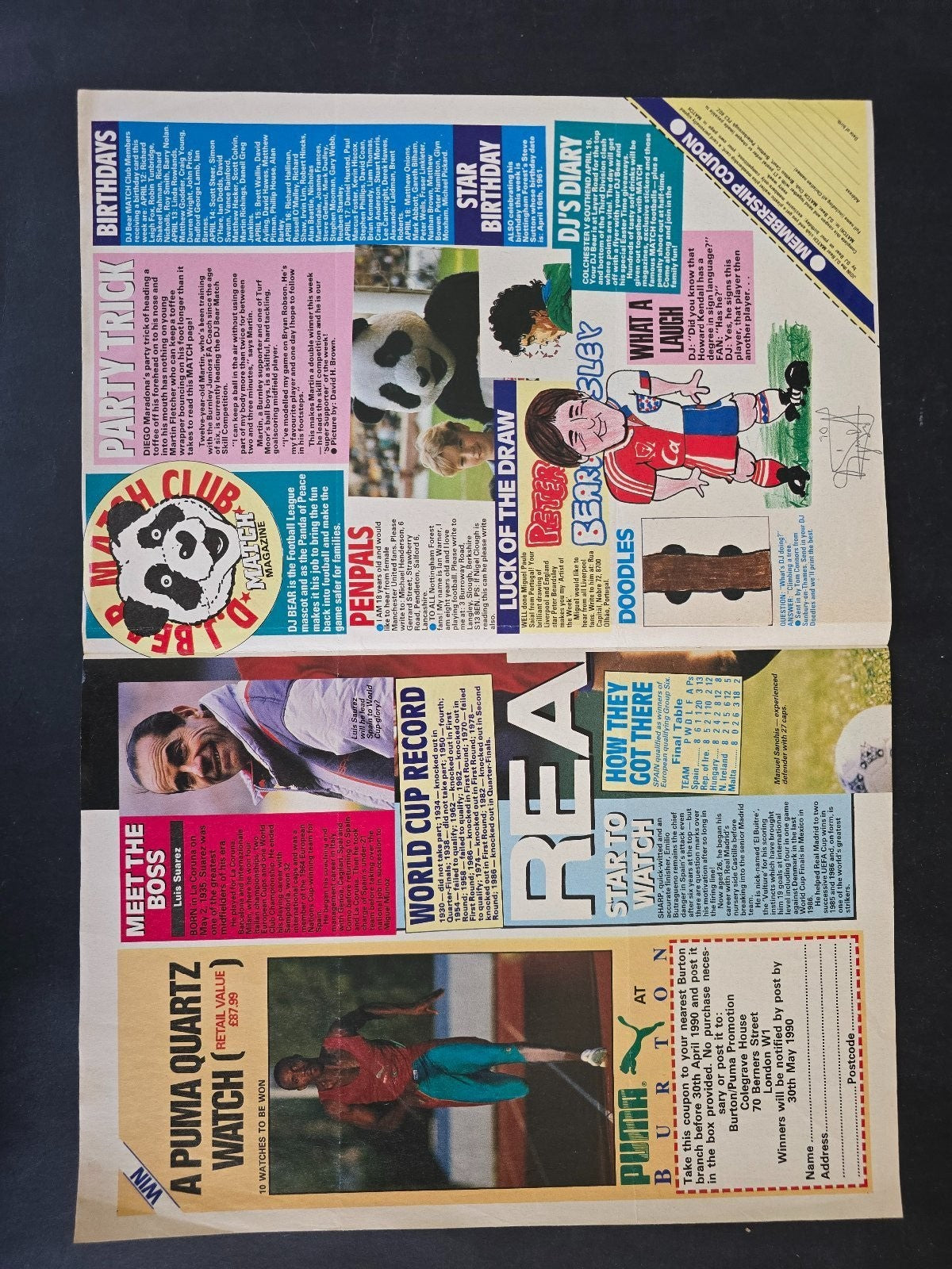 Autografo autograph originale su poster doppia pagina Terry Butcher England