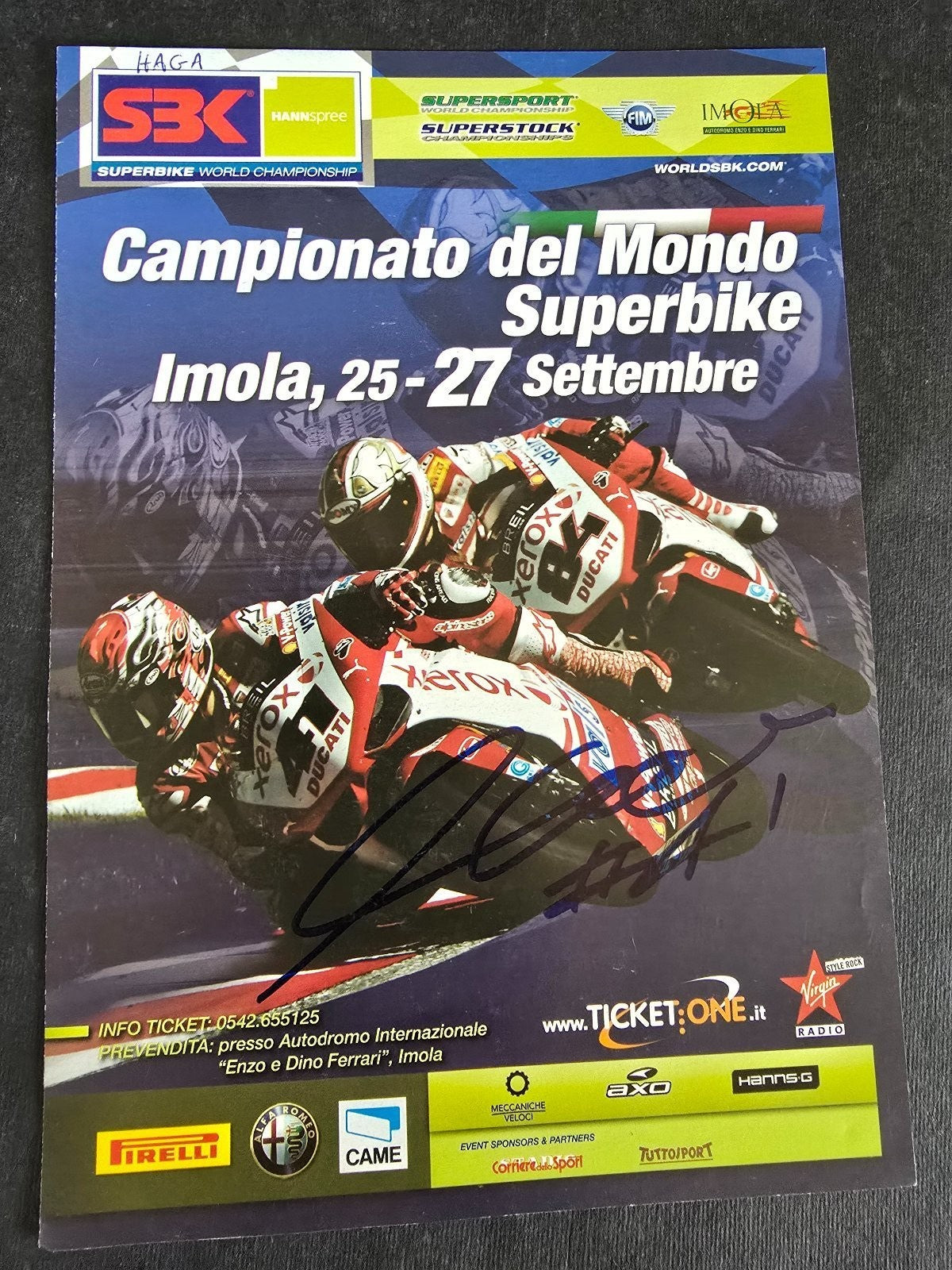 Autografo autograph originale su programma motogp Noriyuki Haga motociclismo