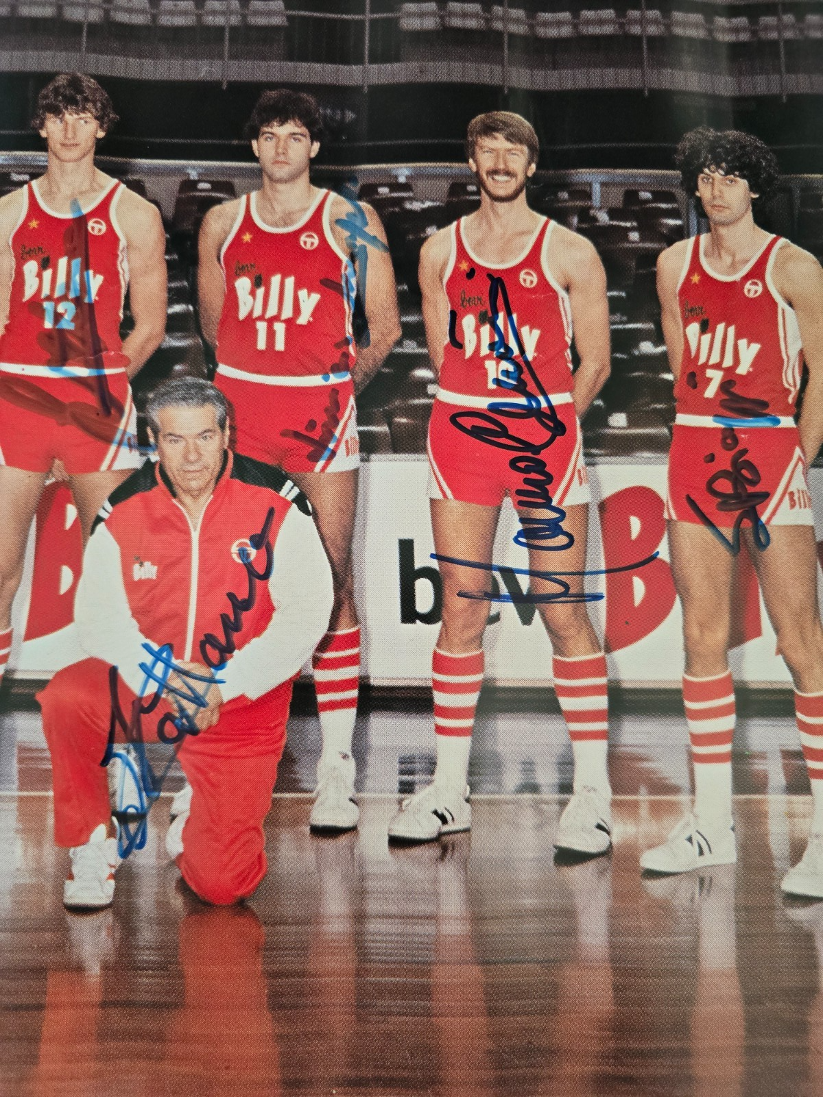 BILLY Olimpia Milano Basket 1980/81 poster autografato dalla squadra originale