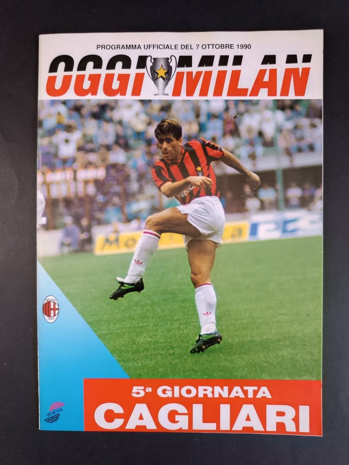 programma ufficiale OGGI MILAN 8 ottobre 1990 cagliari Evani 5� giornata