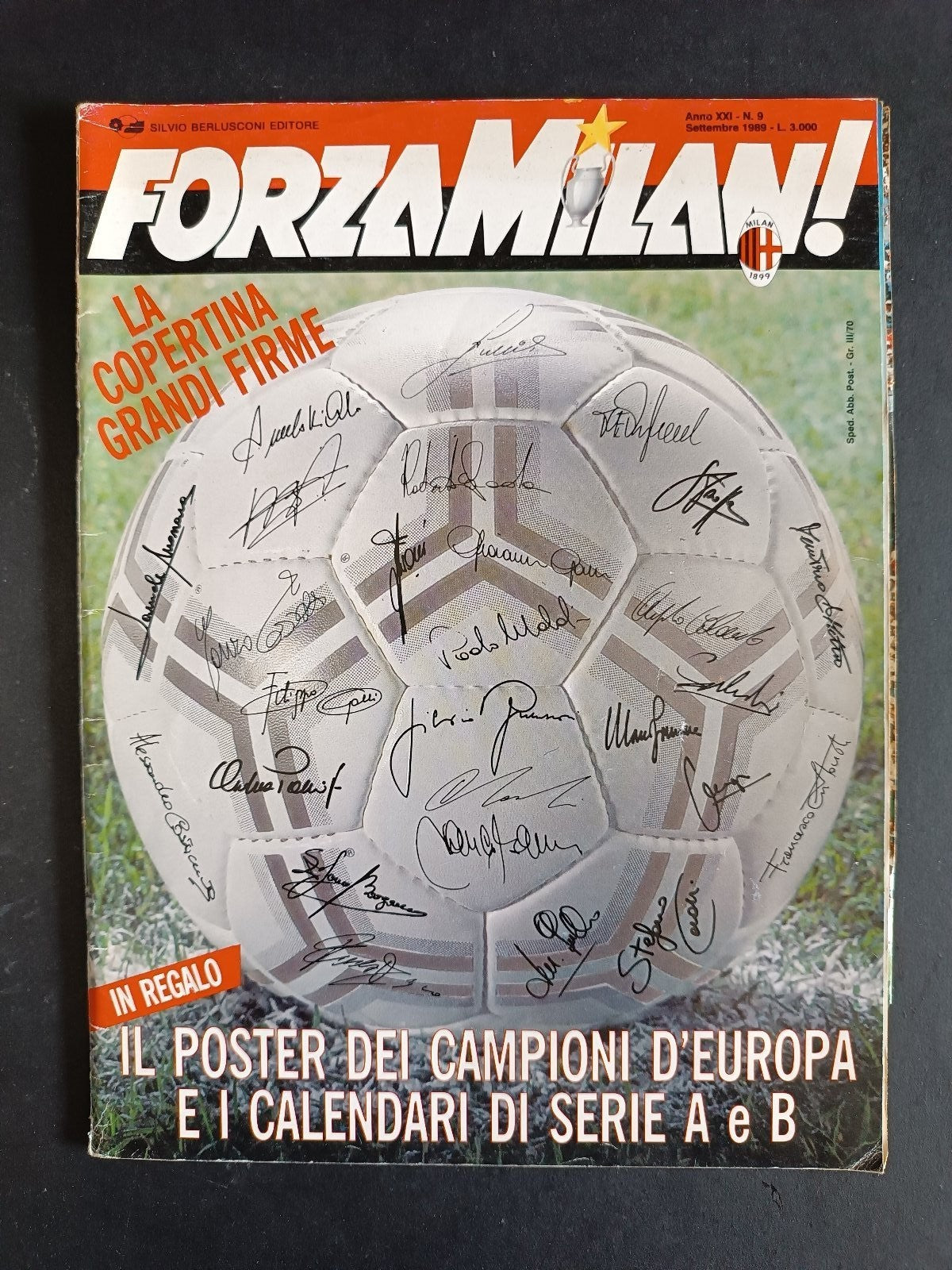 rivista FORZA MILAN - anno 1989 - n 9 - Copertina Grandi Firme (senza poster)