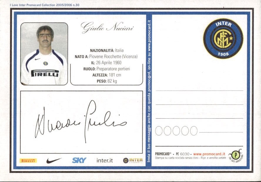 Cartolina calciatore Inter Fausto Salsano con autografo stampato