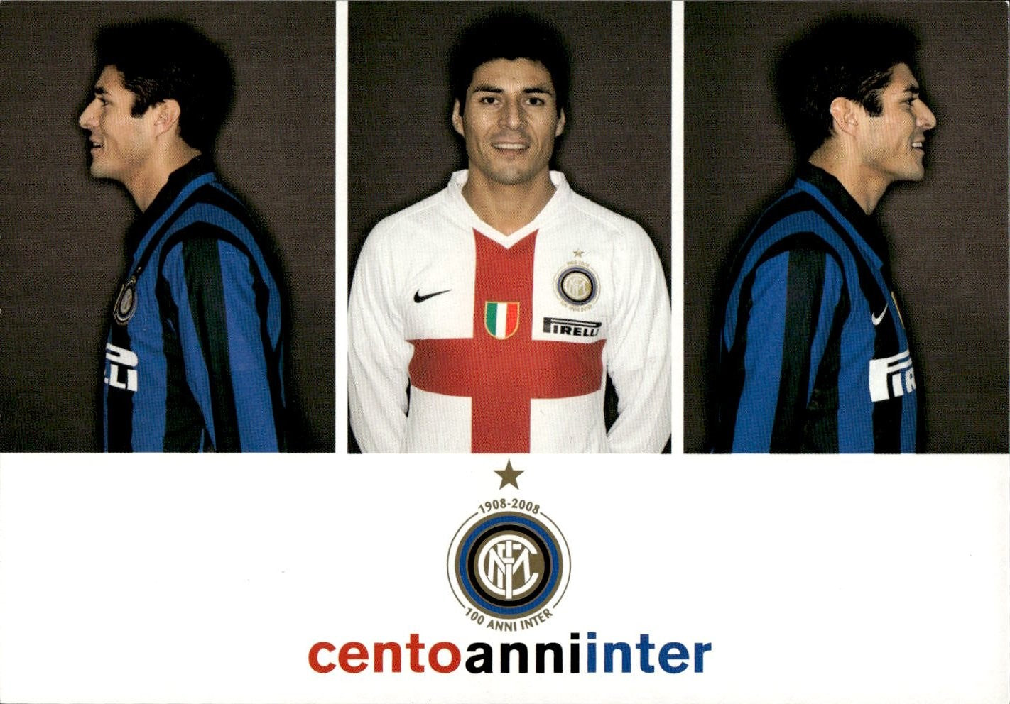 cartolina calciatori 100 anni Inter Cruz