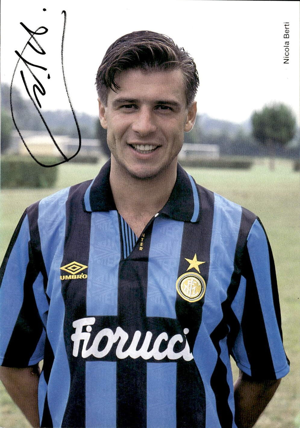 Cartolina Inter Nicola Berti con autografo stampato