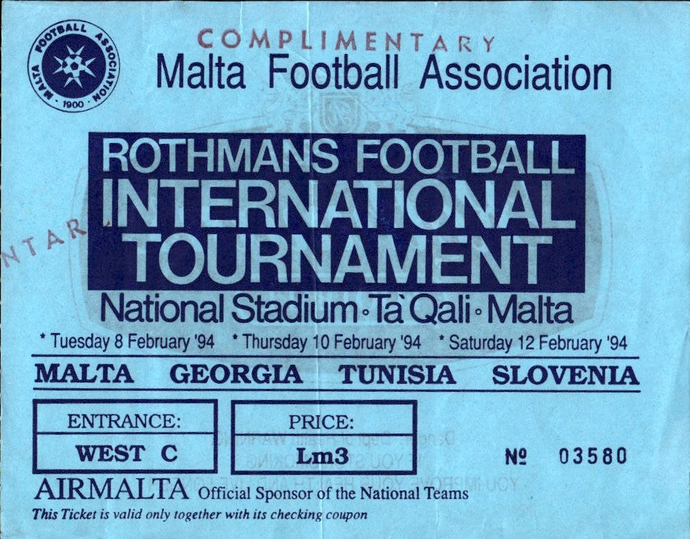 biglietto stadio Malta Football Association n 03580 1994