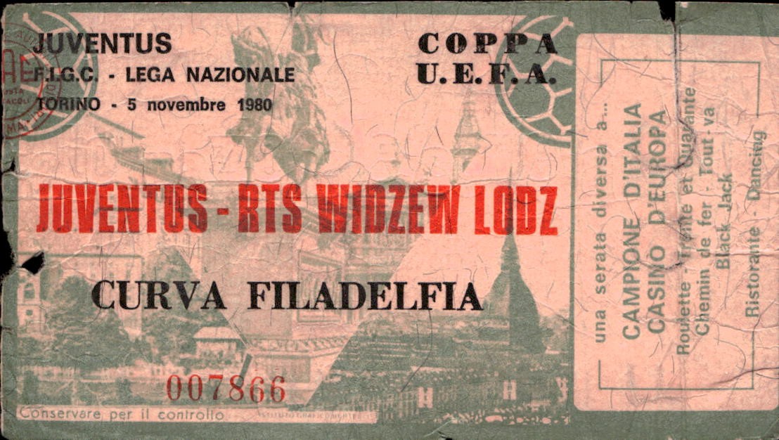 biglietto Ticket Stadio Juventus Rts Widzew Lodz 05/11/1980