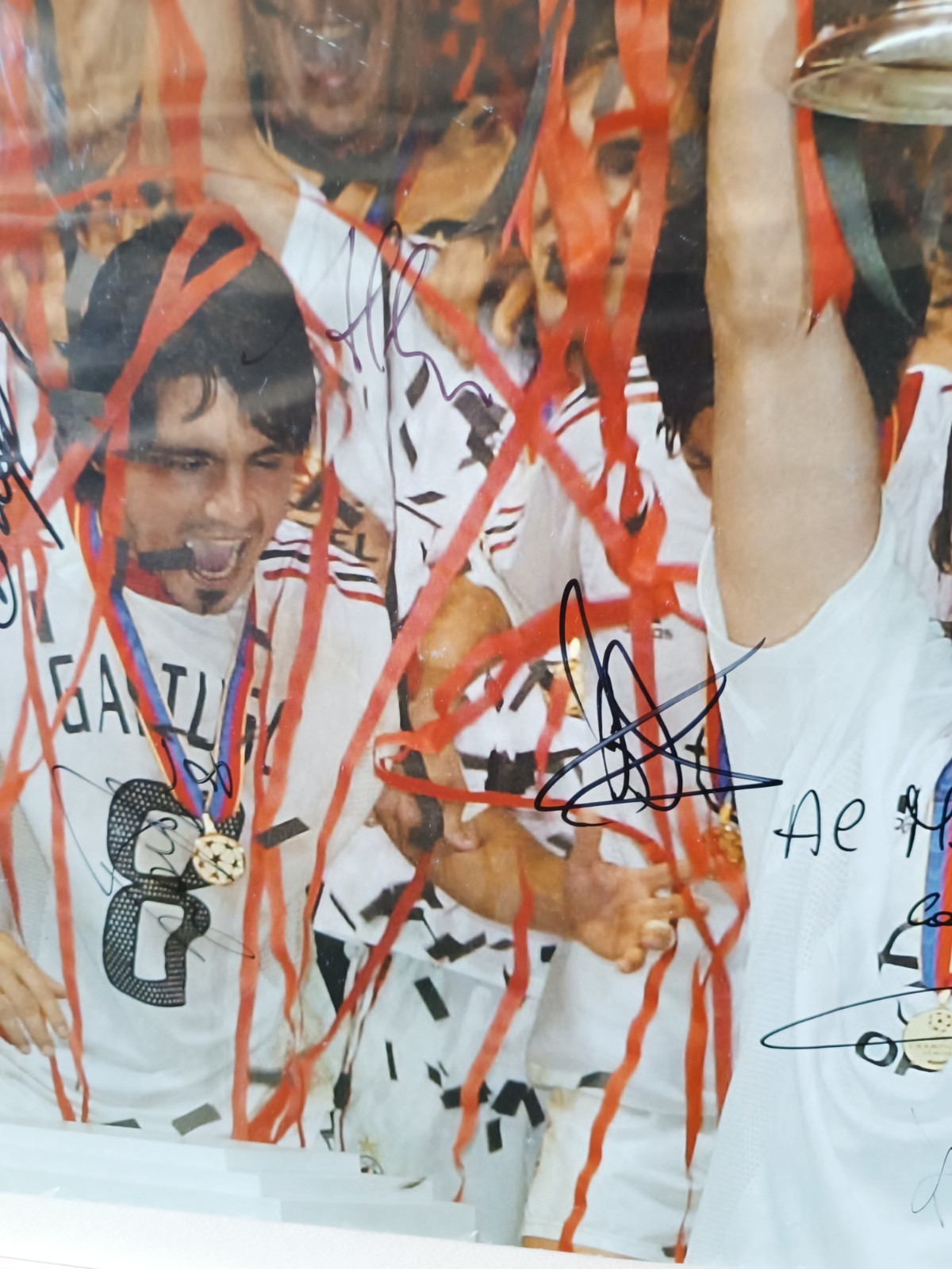 Poster AUTOGRAFATO originale CAMPIONI EUROPA 2002-2003 San Siro museo Arisi