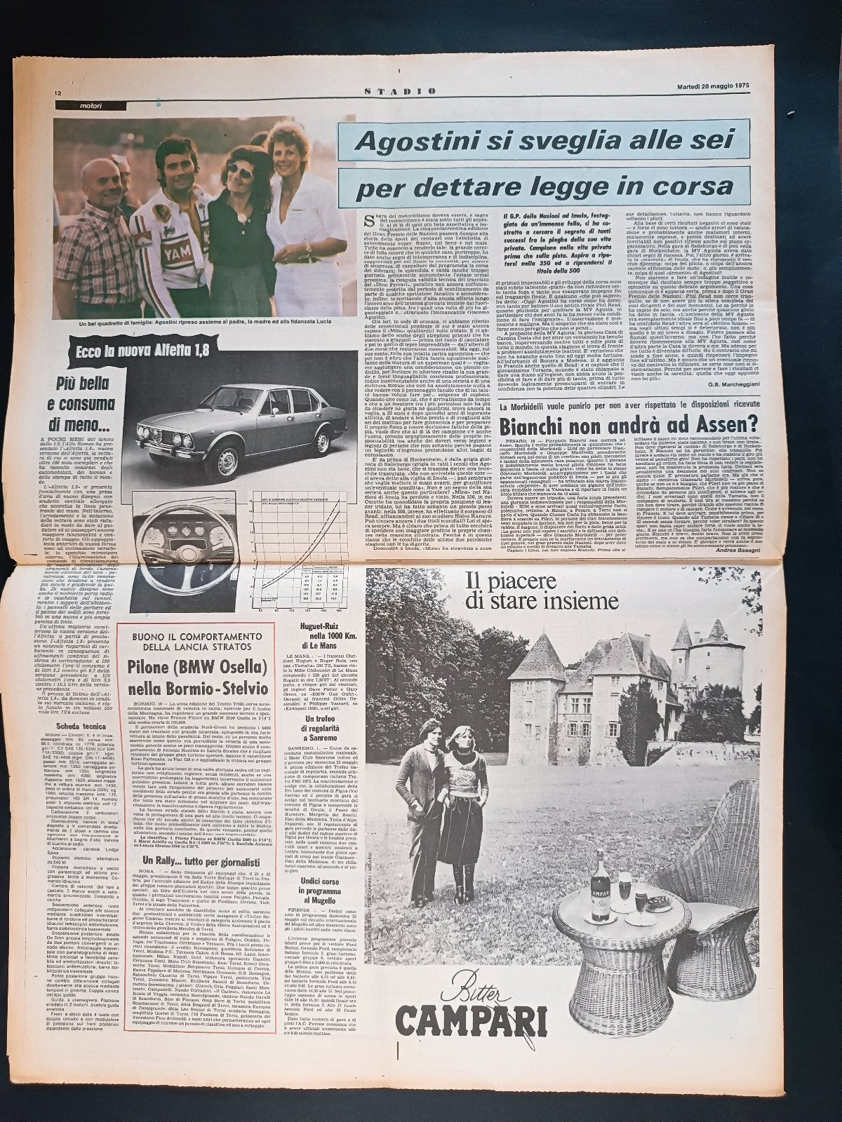 Quotidiano Sportivo STADIO numero 114 anno 1975 - Battaglin