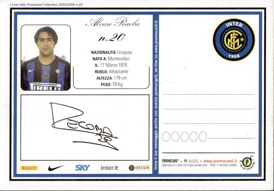 Cartolina calcio calciatore Inter Esteban Mat�as Cambiasso autografo stampato