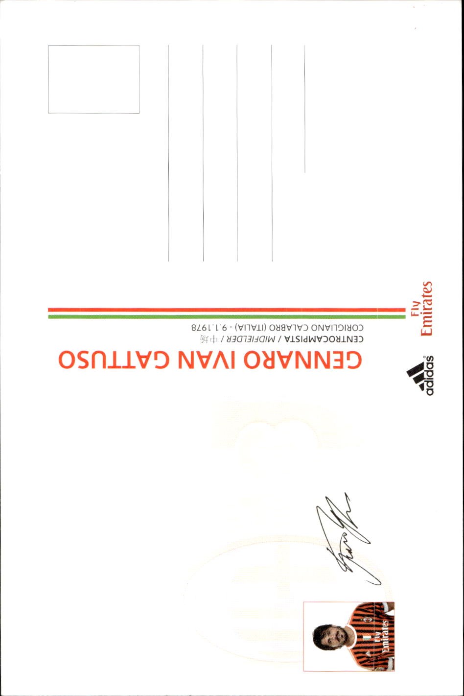 cartolina postcard Calcio Milan 2011-12 - Gattuso